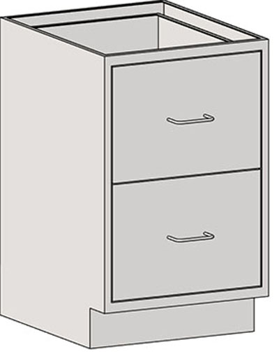 Base Cabinets – Sitting Height, Single Bank Drawers – with Two 12-inch Drawers